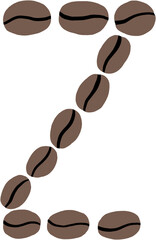 doodle freehand sketch drawing of coffee bean alphabet.