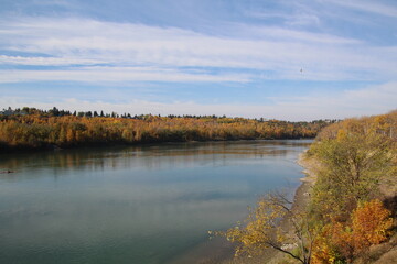 Naklejka na ściany i meble Autumn On The River, William Hawrelak Park, Edmonton, Alberta