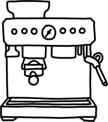doodle freehand sketch drawing of coffee machine. 