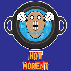 vector illustration of an egg in a pot of hot water.