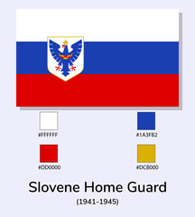 Vector Illustration of Slovene Home Guard (1941-1945) flag isolated on light blue background. Illustration Slovene Home Guard flag with Color Codes. vector eps10.