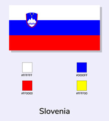 Vector Illustration of Slovenia flag isolated on light blue background. Illustration Slovenia flag with Color Codes. As close as possible to the original. ready to use, easy to edit.