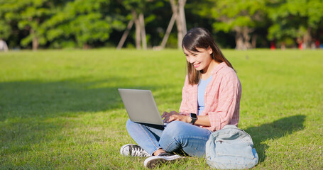 student e-learning with laptop