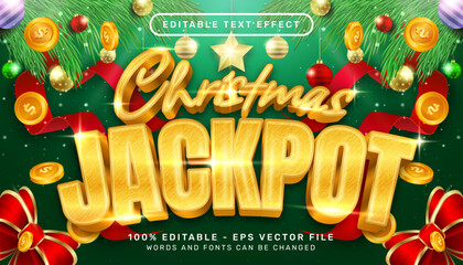 christmas jackpot 3d text effect and editable text effect with christmas background	
