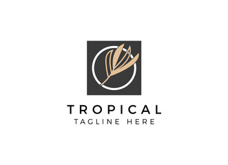 Tropical Leaf Logo Design Template. 