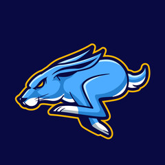 bunnies run mascot logo gaming illustration