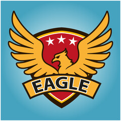 Vector illustration of an eagle or Garuda head emblem with three star.
