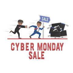 business african cyber monday sale design character vector with text