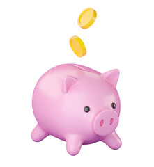 3d Piggy bank with falling money