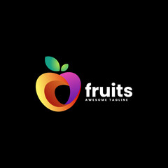 Vector Logo Illustration Apple Gradient Colorful Style.