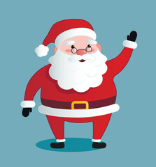 Santa Claus waving hand on blue background