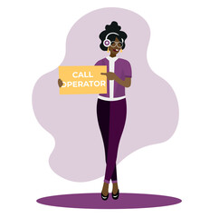 Female technical support agent on white background