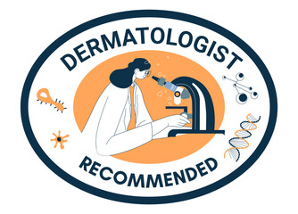 Dermatologist recommended, label or banner vector