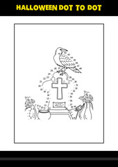 Halloween dot to dot coloring page for kids. Line art coloring page design for kids.