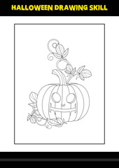 Halloween drawing skill for kids. Halloween drawing skill coloring page for kids.