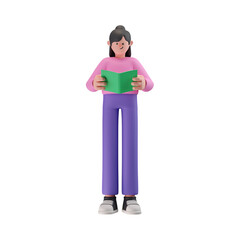 female cartoon character 3d illustration