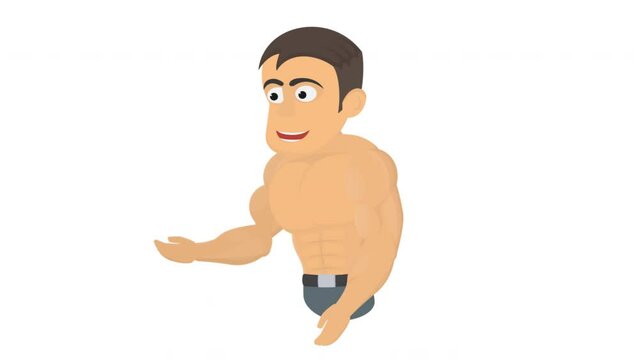 Spray deodorant. Animation of a man uses body deodorant, alpha channel. Cartoon