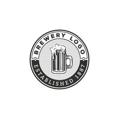Beer Mug logo on cap - vector illustration, emblem brewery design, vintage craft beer labels, and emblems. Vector beer badges