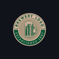 Beer Mug logo on cap - vector illustration, emblem brewery design, vintage craft beer labels, and emblems. Vector beer badges
