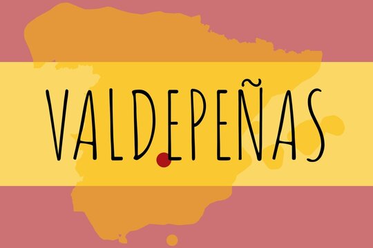 Valdepeñas: Illustration mit dem Namen der spanischen Stadt Valdepeñas