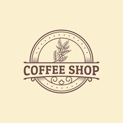 Obraz premium Coffee, Coffe Shop, Cafe Logo, vintage badges coffee shop, Retro coffee logo, and emblems logo. 