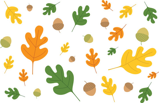Forest Autumn. pine cones,fall leaves in the autumn seamless pattern.Vector illustration.