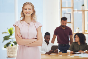Startup business leader, woman boss and empowerment in office with equality. Female leadership,...