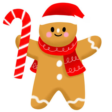 Gingerbread On Christmas Cute Cartoon Character Clipart.