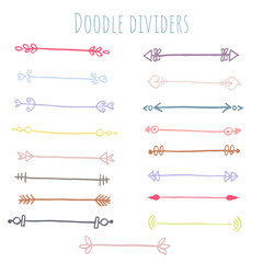 Set of hand drawn border lines and dividers. Vector doodle design elements.