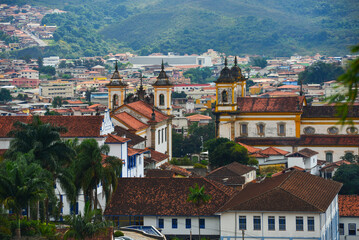 A high angle view of the historic district of Mariana town, Minas Gerais state, Brazil