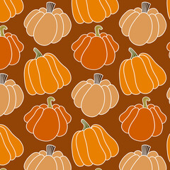 seamless pumpkin pattern illustration hand drawn, colourful background 
