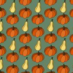seamless pumpkin pattern illustration hand drawn, colourful background 