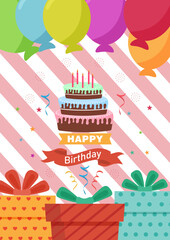 Birthday card vector design. Birthday invitation card for kids party celebration in wooden background. Vector Illustration.