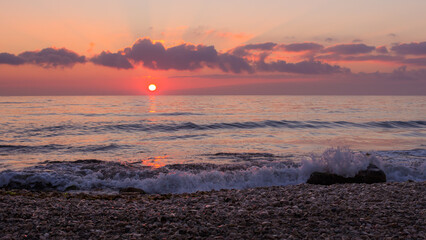 Sunrise over the Black Sea at Feodosia, Crimea.