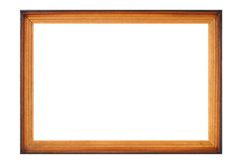 Minimalistic wooden frame. Simple wooden frame for paintings and photos on a white background.