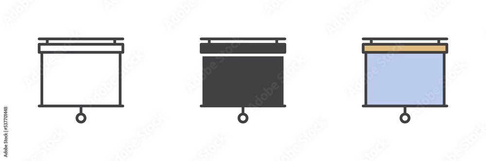 Poster pull down projector screen different style icon set
