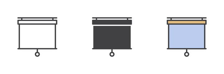 Pull down projector screen different style icon set