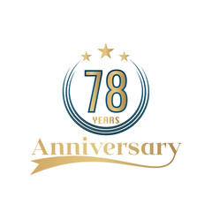 78 Year Anniversary Vector Template Design Illustration. Gold And Blue color design with ribbon