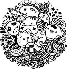 Cartoon cute doodles hand drawn Idea illustration.