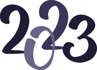 2023 handwritten number, new year illustration