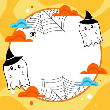 colorful halloween photo frame, with ghosts