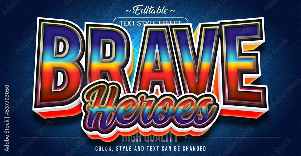 Poster editable text style effect - brave heroes text style theme.