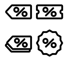 price and discount line icons set. Thin line icons set. Simple vector icons eps10