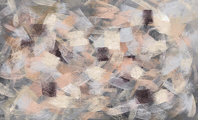 Abstract paint strokes, oil painting on canvas wallpaper, beige painted artwork