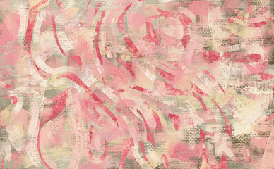 Sand color, rose abstract paint strokes, oil painting on canvas wallpaper