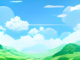 Obraz na płótnie Canvas blue sky and clouds 2D anime Background 