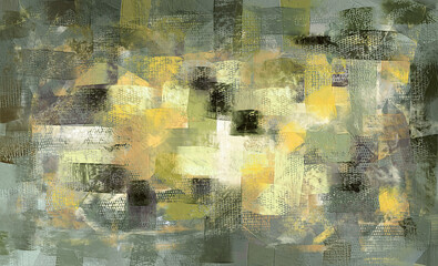 Abstract paint strokes, green oil painting on canvas wallpaper, painted artwork
