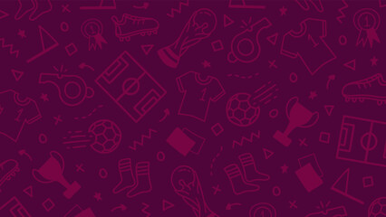 Soccer background illustration design with red football icon pattern concept