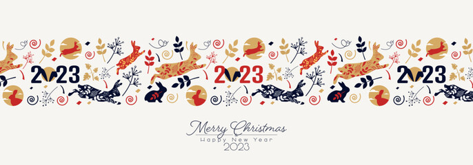 Fototapeta na wymiar Merry Christmas and Happy New Year 2023 banner.