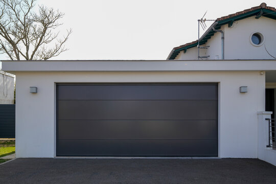 Sectional Modern Garage Double Door Design Grey Home Facade